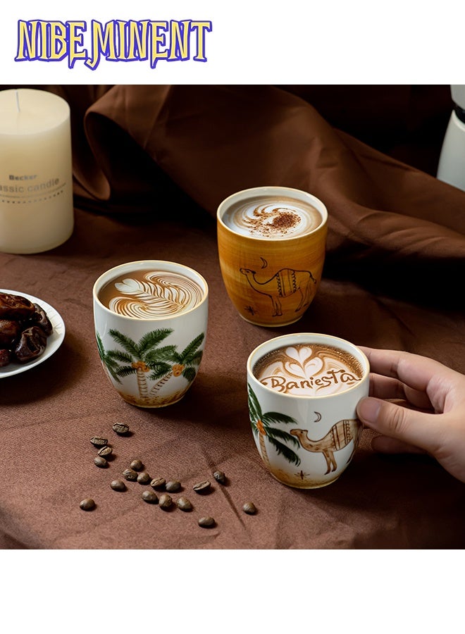 NIBEMINENT 1pc 230ml Desert Camel & Palm Tree Ceramic Coffee Mug- Reusable, Ideal for Family Gatherings & Special Occasions, Desert-Themed Gift, Desert Coffee Mug | Desert Theme Decor | Durable Ceramic Mug, Coffee Mug, Gift for Saudi National Day - Image 4